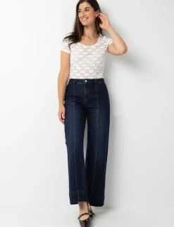 Wide-leg Jeans with Front Seams