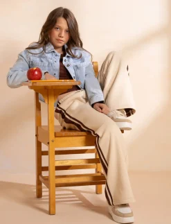 Wide-leg Pants with Contrast Stripes