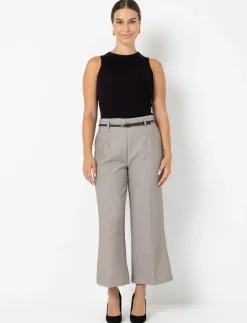 Wide-leg Pleated Pants with Belt