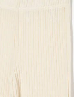 Wide-leg Ribbed Pants with Lettuce-edge Finish