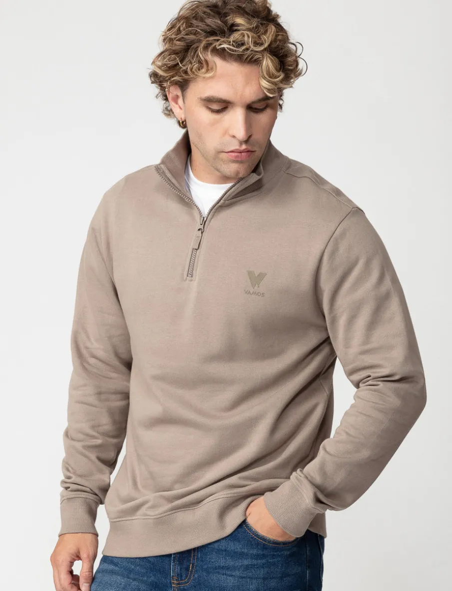 Zipped Mock-neck Sweater