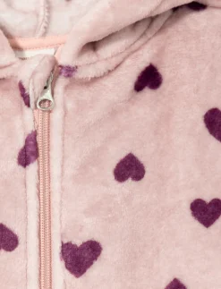 Zip-up Heart Print Hoodie with Ears – Baby Girl
